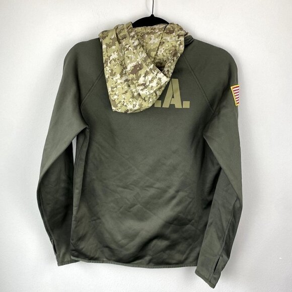 Nike Eagles Salute to Service Sideline Therma Pullover Hoodie Olive S - Picture 8 of 8